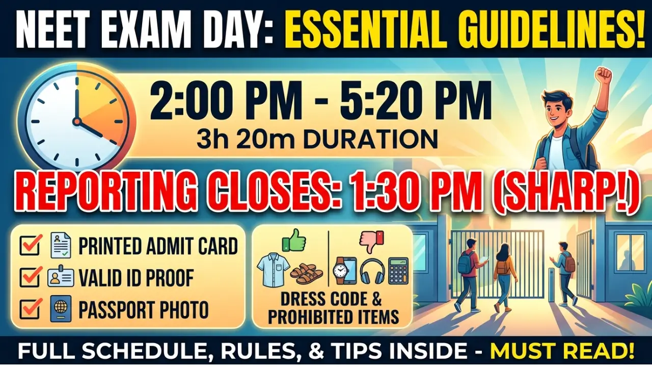 NEET Exam Time and Guidelines